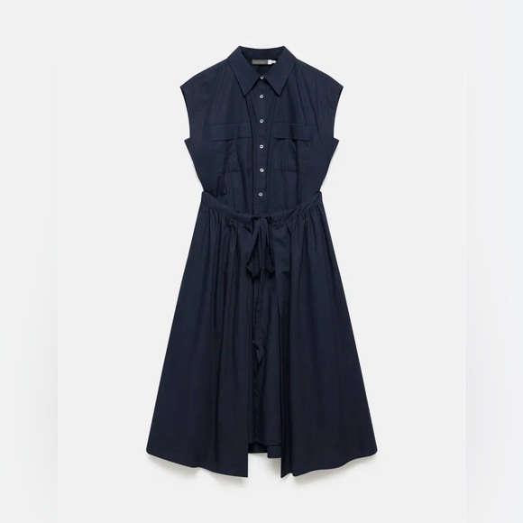 Mint Velvet Cotton Navy Blue Midi Shirt Dress - size 12 - Picture 3 of 13
